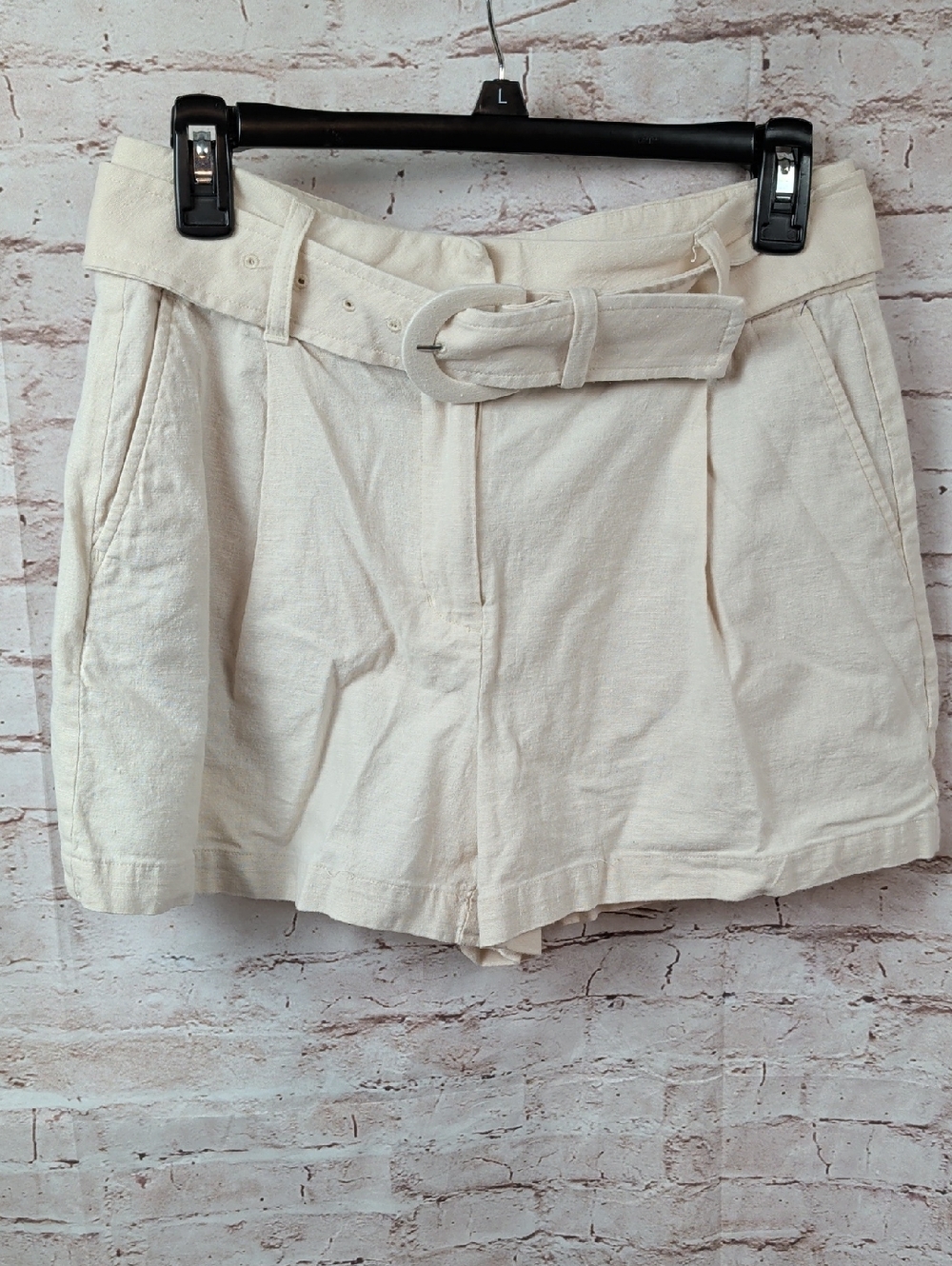 Express High-Waist Belted Linen-Blend Women's Shorts  Size 8